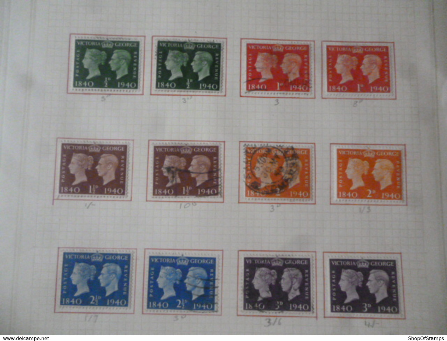 GREAT BRITAIN SG 479-84 MINT HINGED&USED CENTENARY OF ADHESIVE STAMPS AS PER SCAN - ....-1951 Pre Elizabeth II