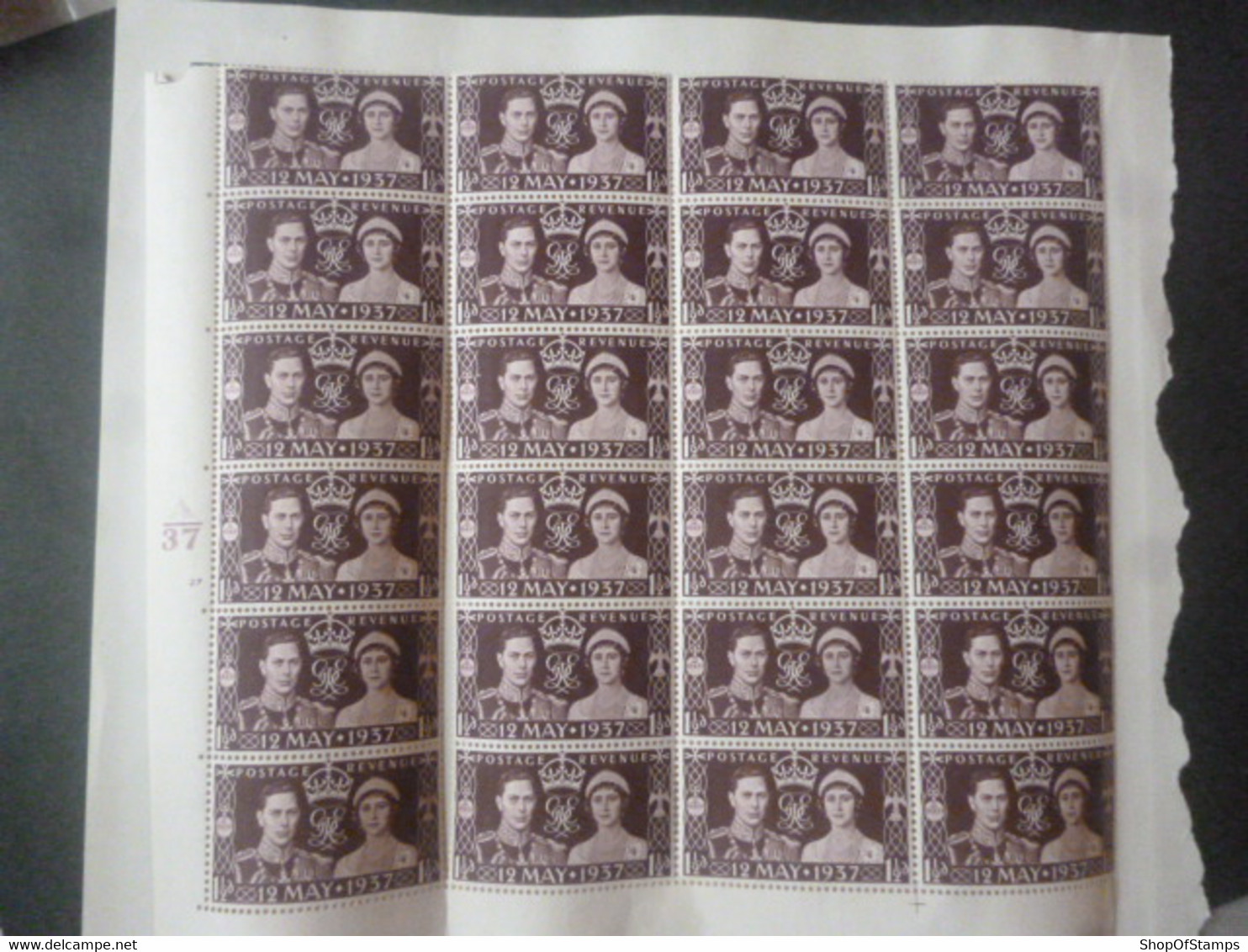 GREAT BRITAIN SG 461 KING GEORGE VI CORONATION MINT BL24 Plate 37 1 Or 2 HINGED - ....-1951 Pre Elizabeth II