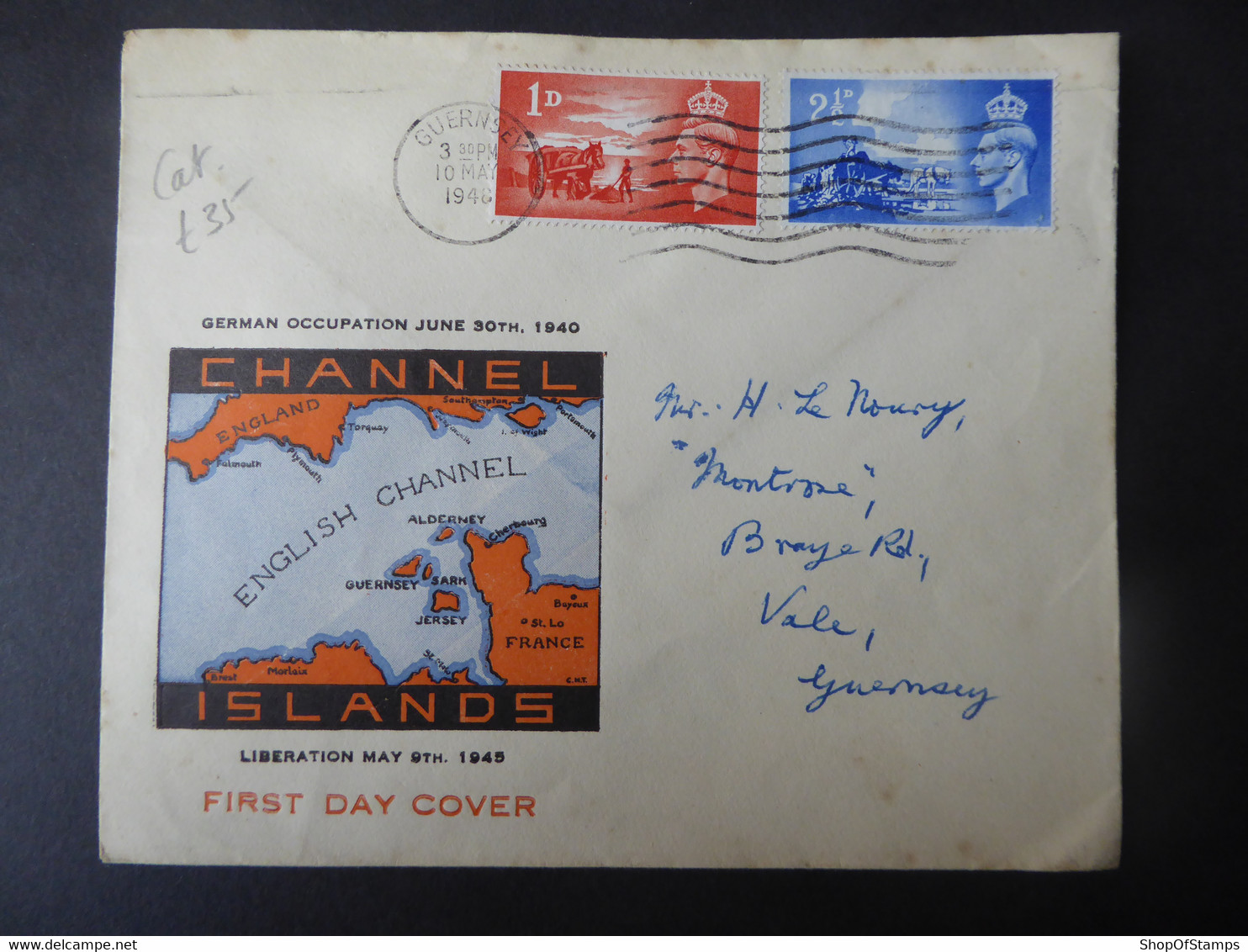 GUERNSEY CHANNEL ISLAND SG C1-C2 FDC 10 MAY 1948  GUERNSEY SPECIAL COVER - Guernsey