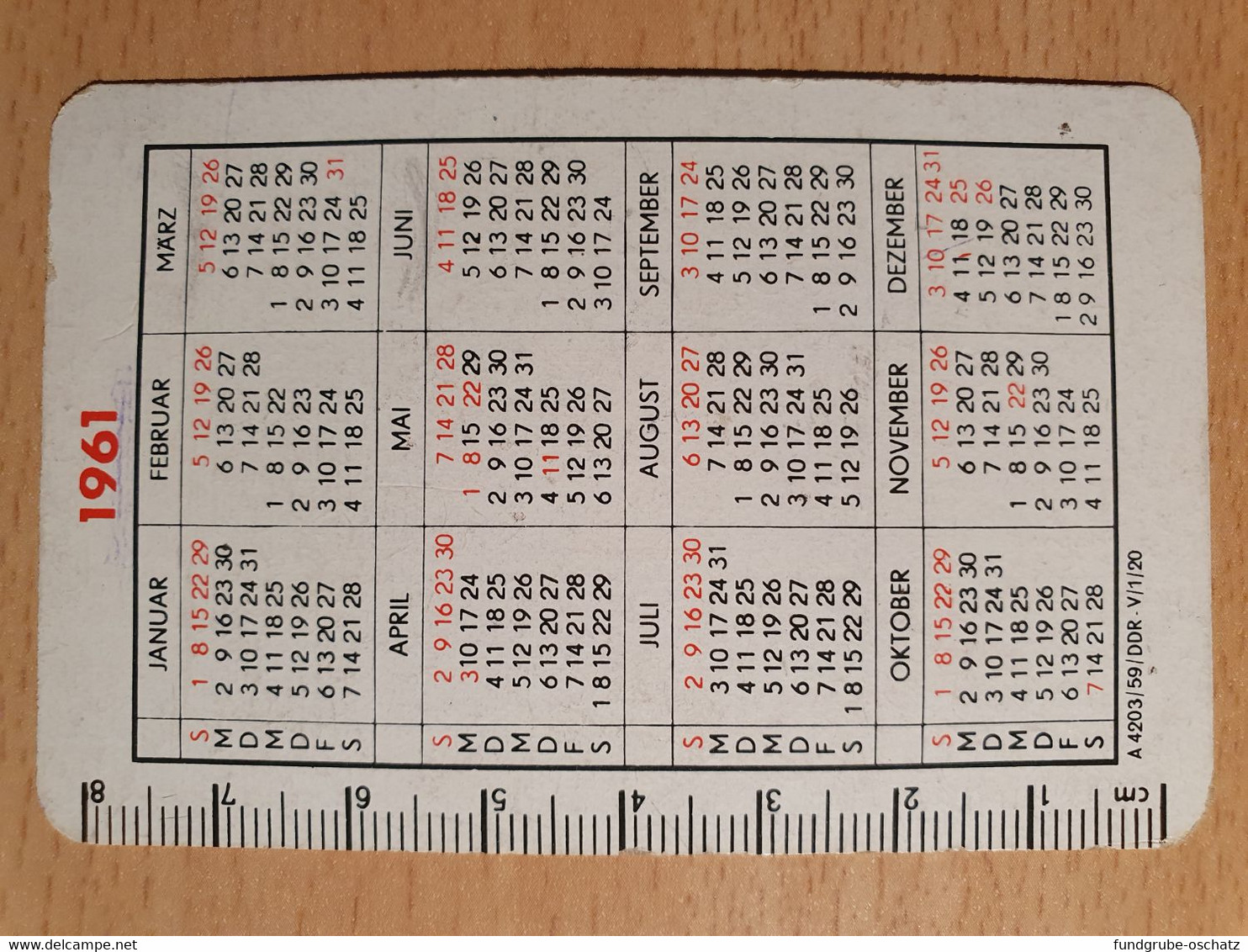 Pocket Calendar Taschenkalender DDR East Germany VEB Wittol Lutherstadt Wittenberg 1961 - Petit Format : 1961-70