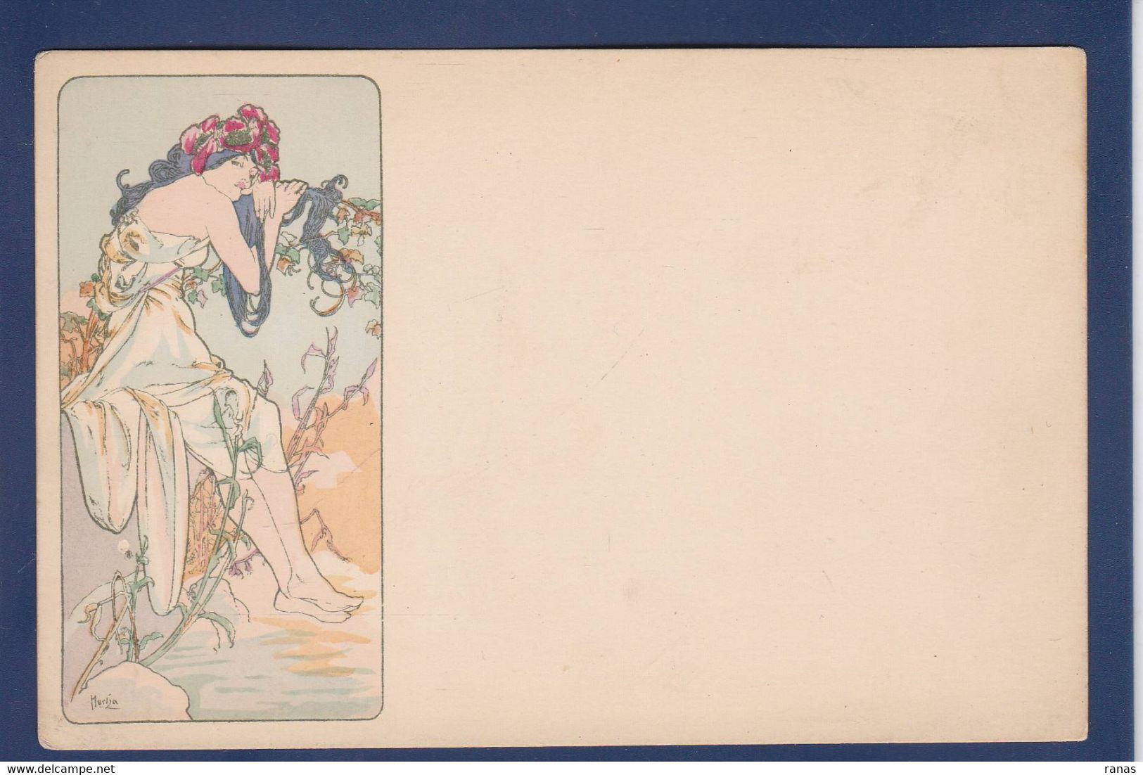 CPA Mucha Art Nouveau Illustrateur Femme Woman Non Circulé Voir Dos - Mucha, Alphonse