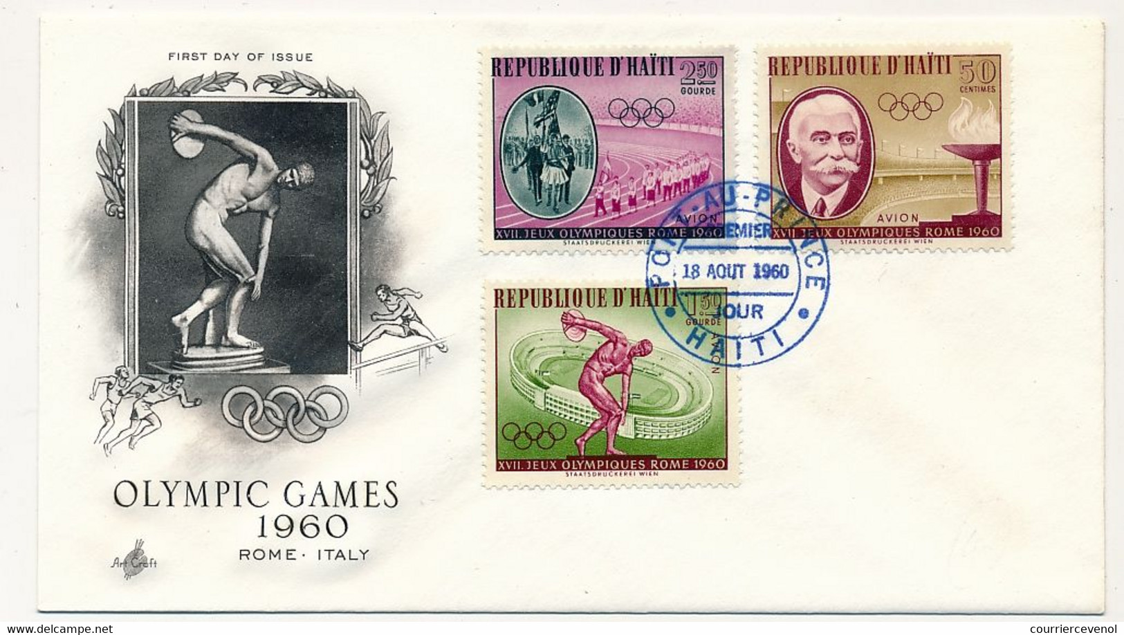 HAITI -  Enveloppe FDC - Jeux Olympiques De Rome 16 Aout 1960 - OLYMPIC GAMES ROME FDC 1960 - Haïti