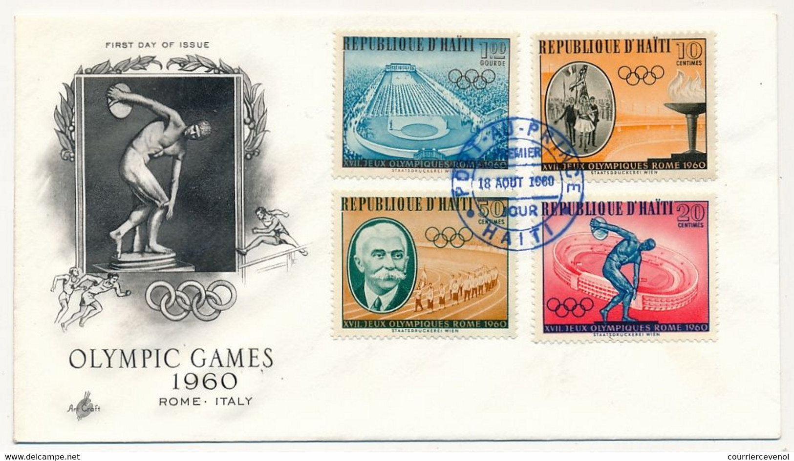 HAITI -  Enveloppe FDC - Jeux Olympiques De Rome 16 Aout 1960 - OLYMPIC GAMES ROME FDC 1960 - Haití