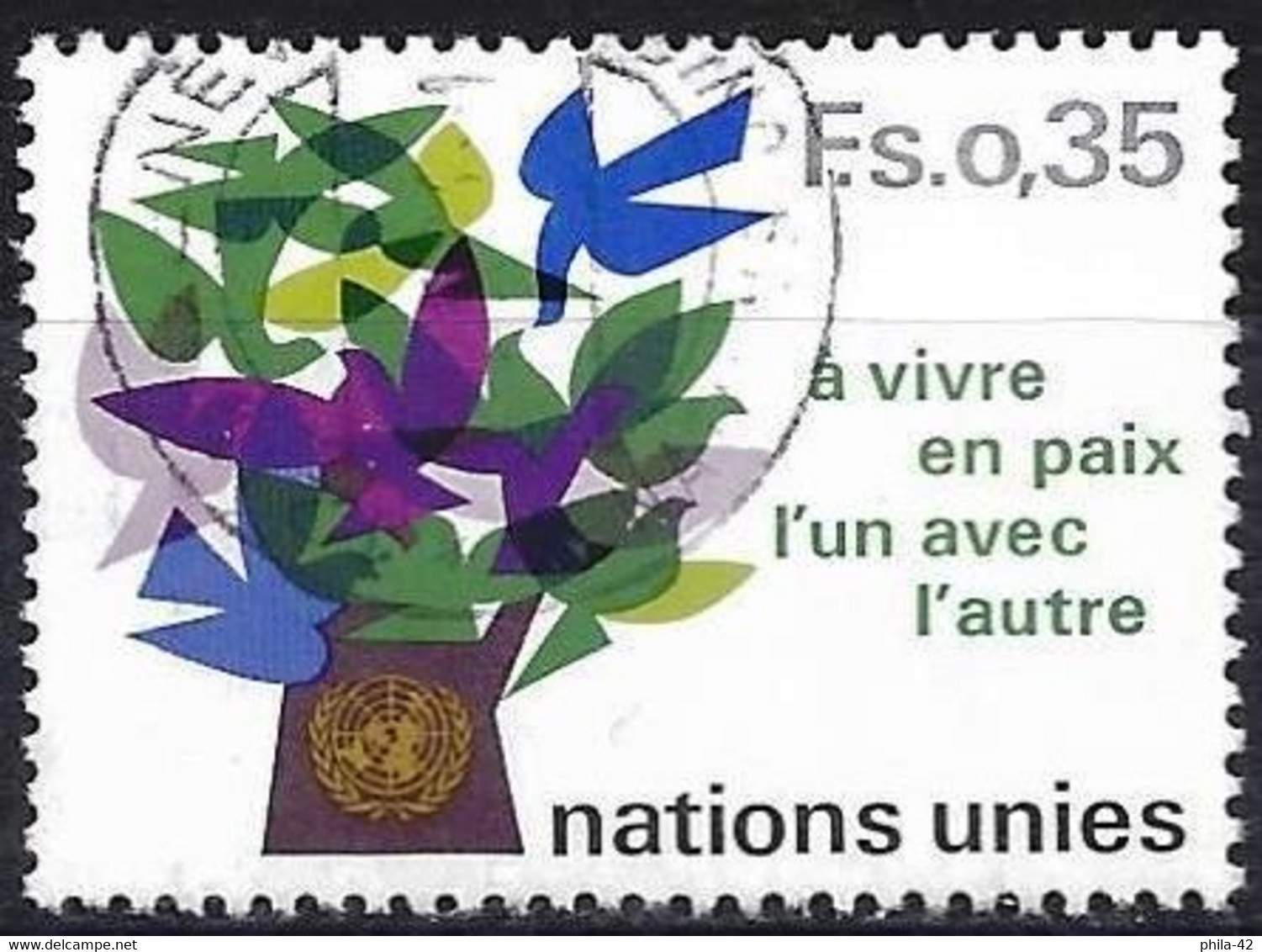 United Nations (Genova) 1978 - Mi 72 - YT 72 ( Allegory Of Peace : Tree With Doves ) - Oblitérés