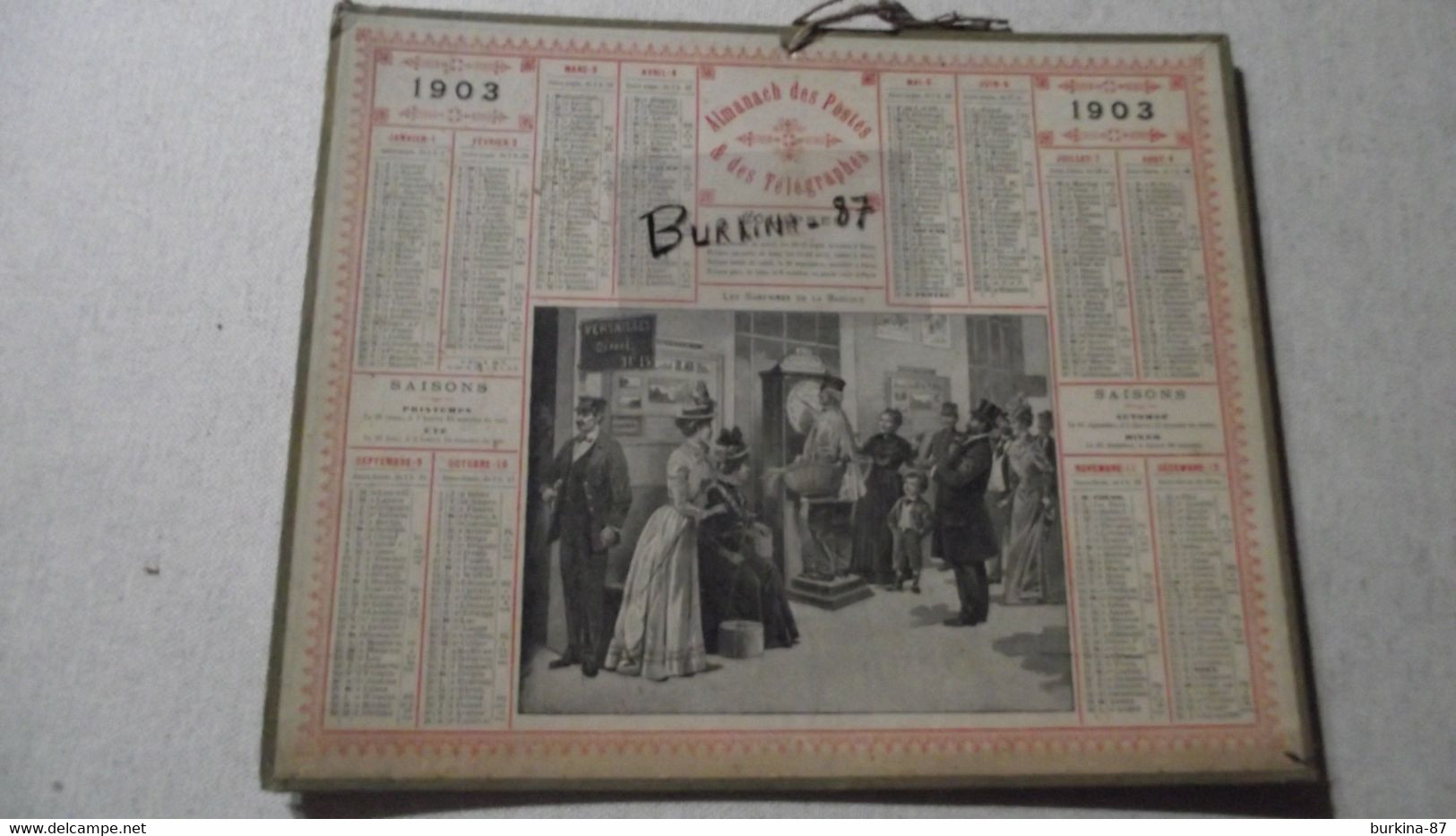 Calendrier, ALMANACH Des Postes Et Télégraphe, 1903,  HTE VIENNE - Grossformat : 1901-20