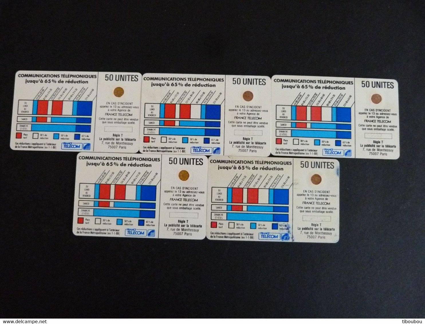 LOT DE 5 TELECARTES CORDONS BLANCS 50 UNITES - 600 Agences