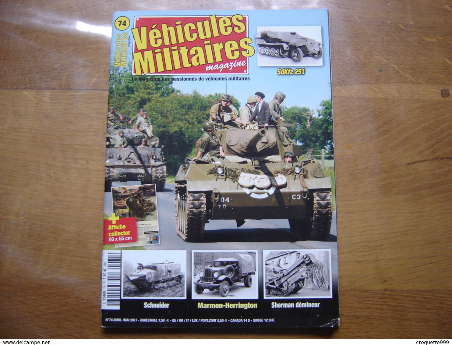 VEHICULES MILITAIRES MAGAZINE 74 Materiel Armee Sommaire En Photo AFFICHE POSTER - Armas