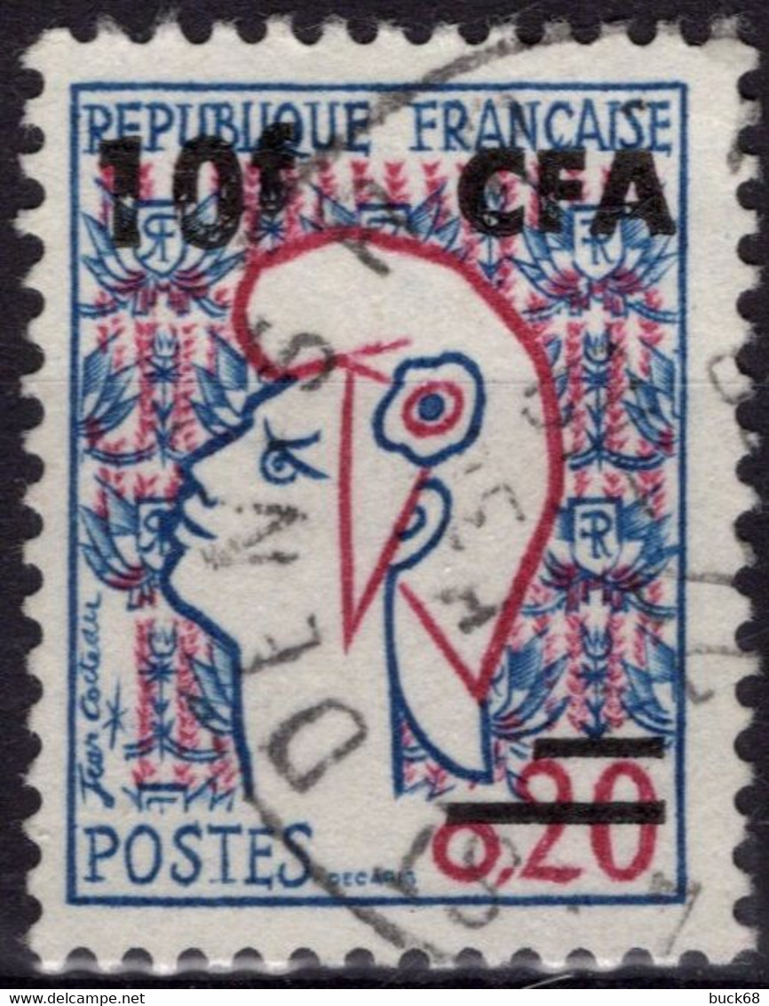 REUNION CFA Poste 349Aa (o) Type Marianne De Cocteau Variété Corne Sur Le Chiffre 2 De La Faciale (2) - Used Stamps