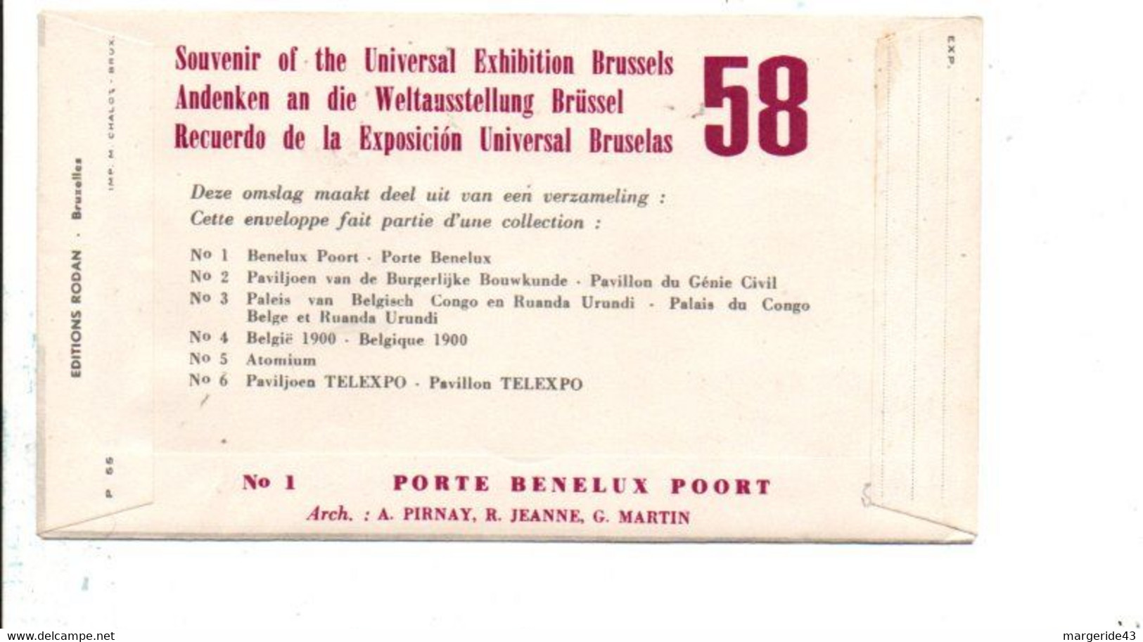 BELGIQUE 1958 EXPOSITION UNIVERSELLE - 1958 – Bruxelles (Belgique)