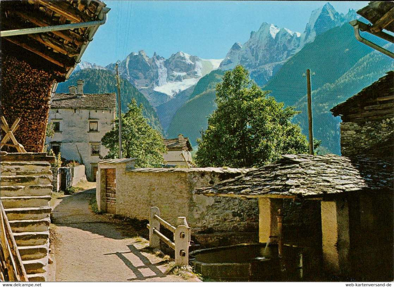 1119770  Soglio (Bergell), Dorfpartie Mit Sciora-Gruppe, Piz Cengalo Und Piz ... - Soglio