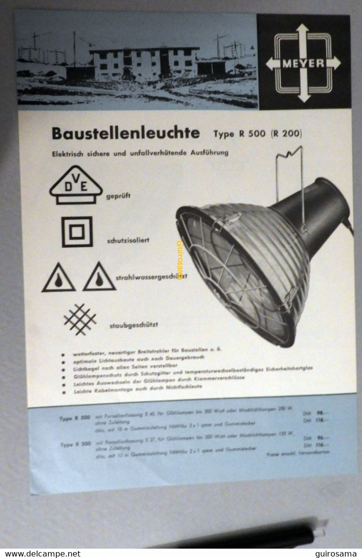 Meyer : Baustellenleuchte - 1966 - Lumière De Chantier - Electricity & Gas