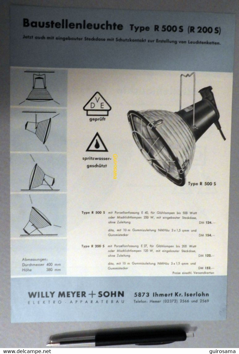 Meyer : Baustellenleuchte - 1966 - Lumière De Chantier - Elektrizität & Gas