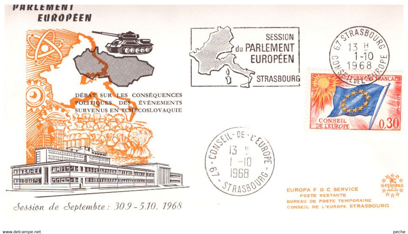 N°90199 -cachet Conseil De L'europe -timbre Drapeau Européen- - Buste