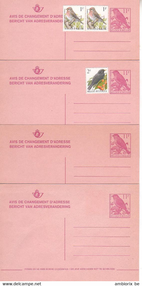 Avis De Changement D'adresse 28 FN -  Lot De 4 Cartes - 28 I - Timbres Sur Deux Cartes; Une Troisième Carte Est écrite - Avis Changement Adresse