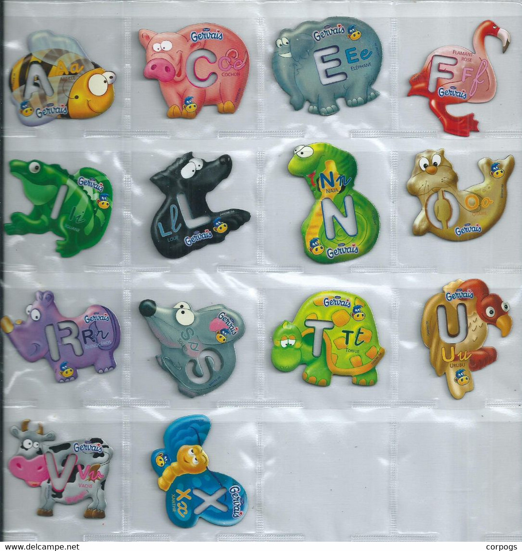 14 Different Danone Gervais Alphabet Figure Animal From France Magneten Magnets Aimant Frankrijk - Lettres & Chiffres