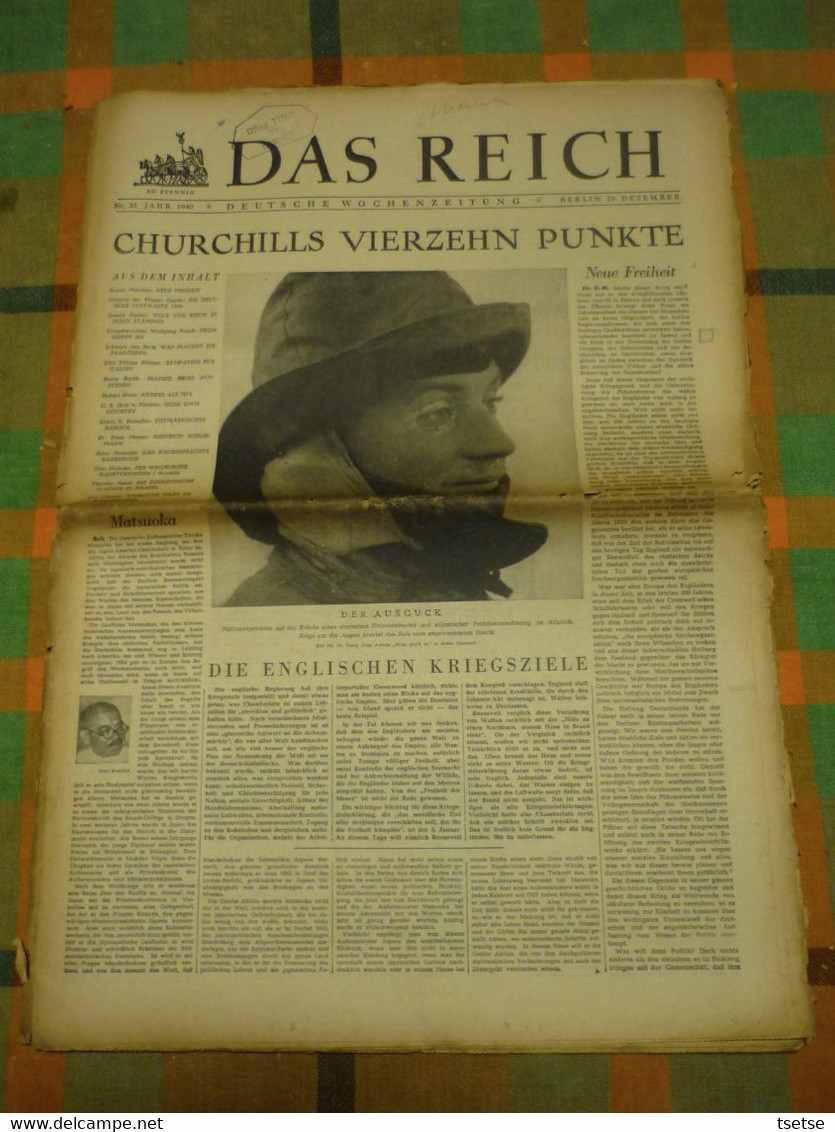 Journal De Propagante Allemand DAS REICH édité Par Le Parti National-socialiste - Décembre 1940 N°32 - Deutsch