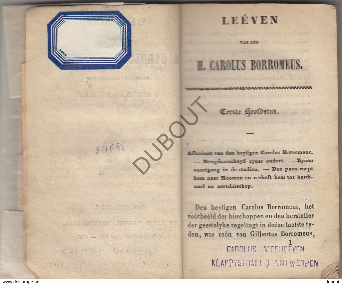 ROESELARE 1843 Leven Heilige Carolus Borromeus - Druk Vanhee  (W114) - Antique