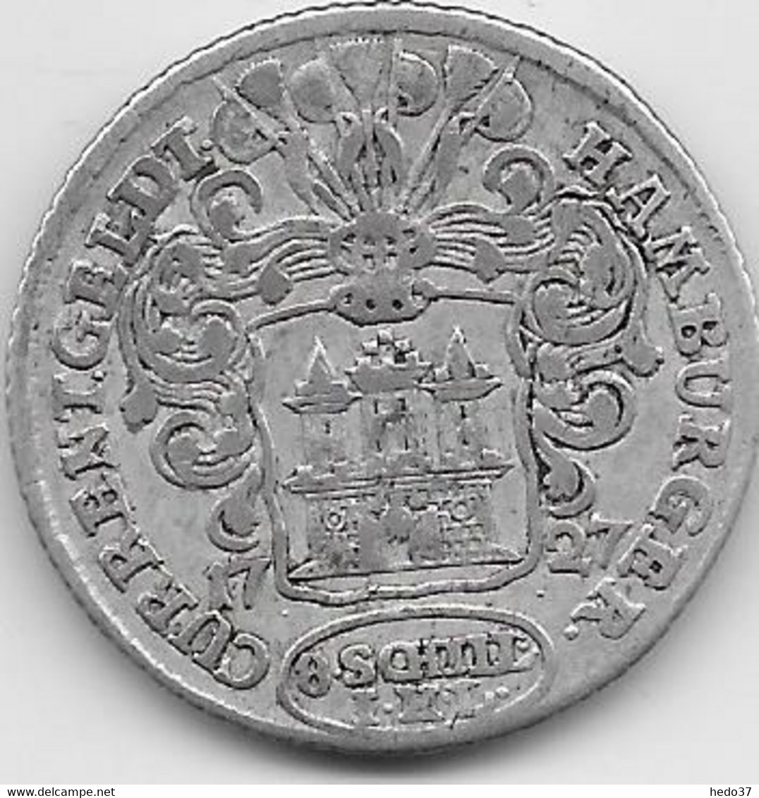 Allemagne - Hambourg - 8 Schilling 1727 - Argent - Sonstige & Ohne Zuordnung