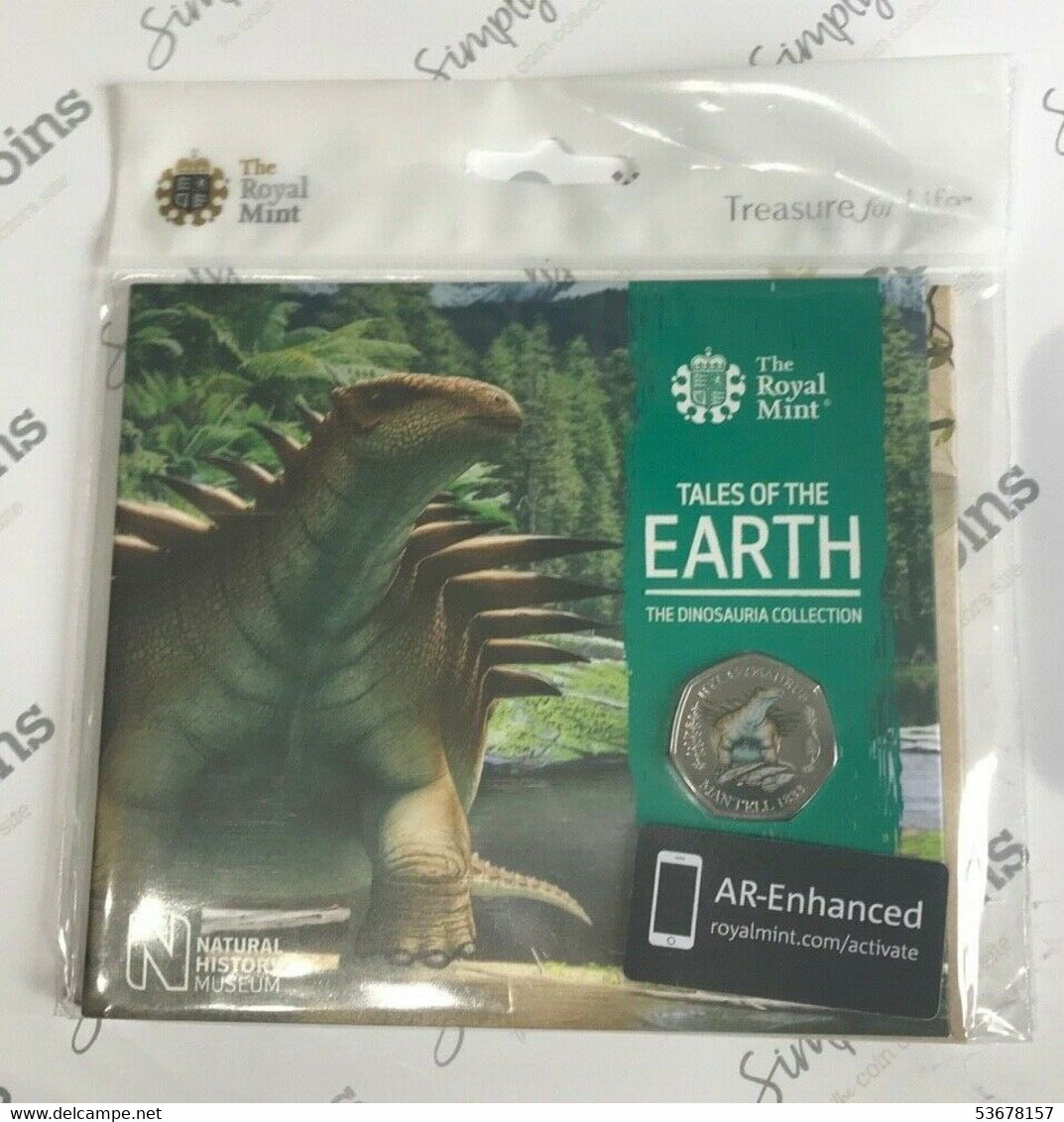 Great Britain -  50 Pence, 2020 Dinosaur - Hylaeosaurus, Colored, Card - Collections