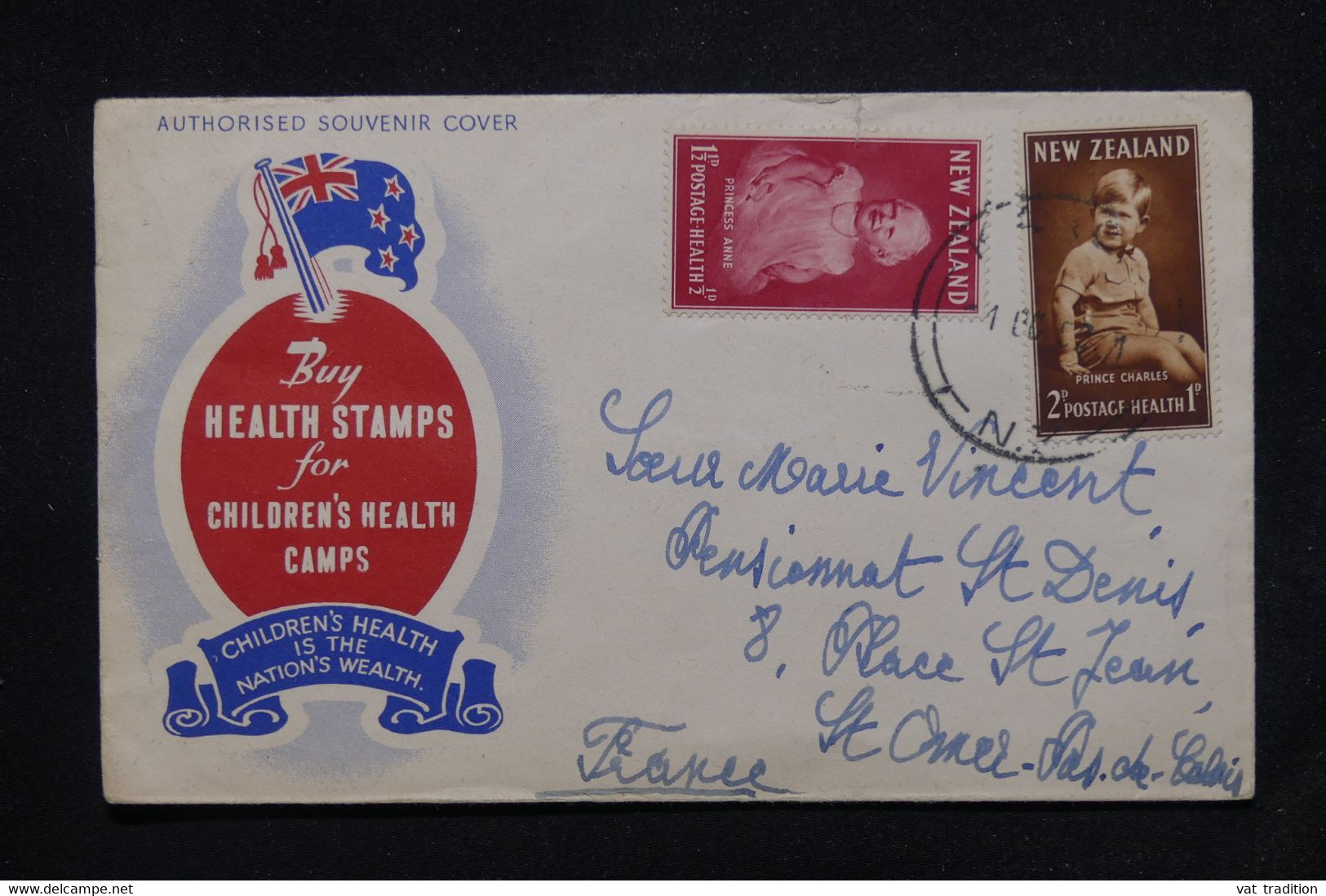NOUVELLE ZÉLANDE - Enveloppe Souvenir ( Enfance ) Pour La France En 1952 - L 115368 - Brieven En Documenten