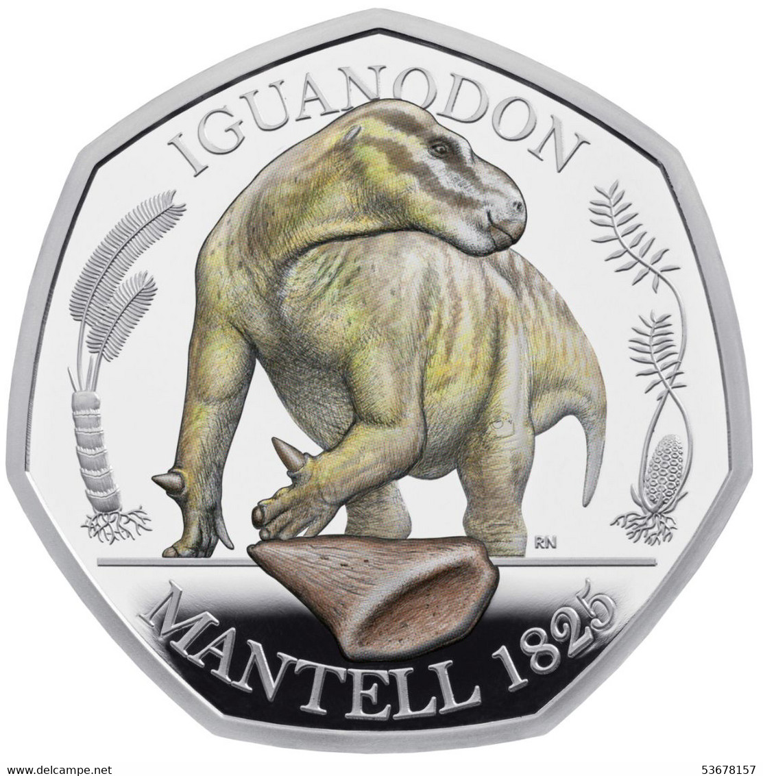 Great Britain -  50 Pence, 2020 Dinosaur - Iguanodon, Colored, Card - Collezioni