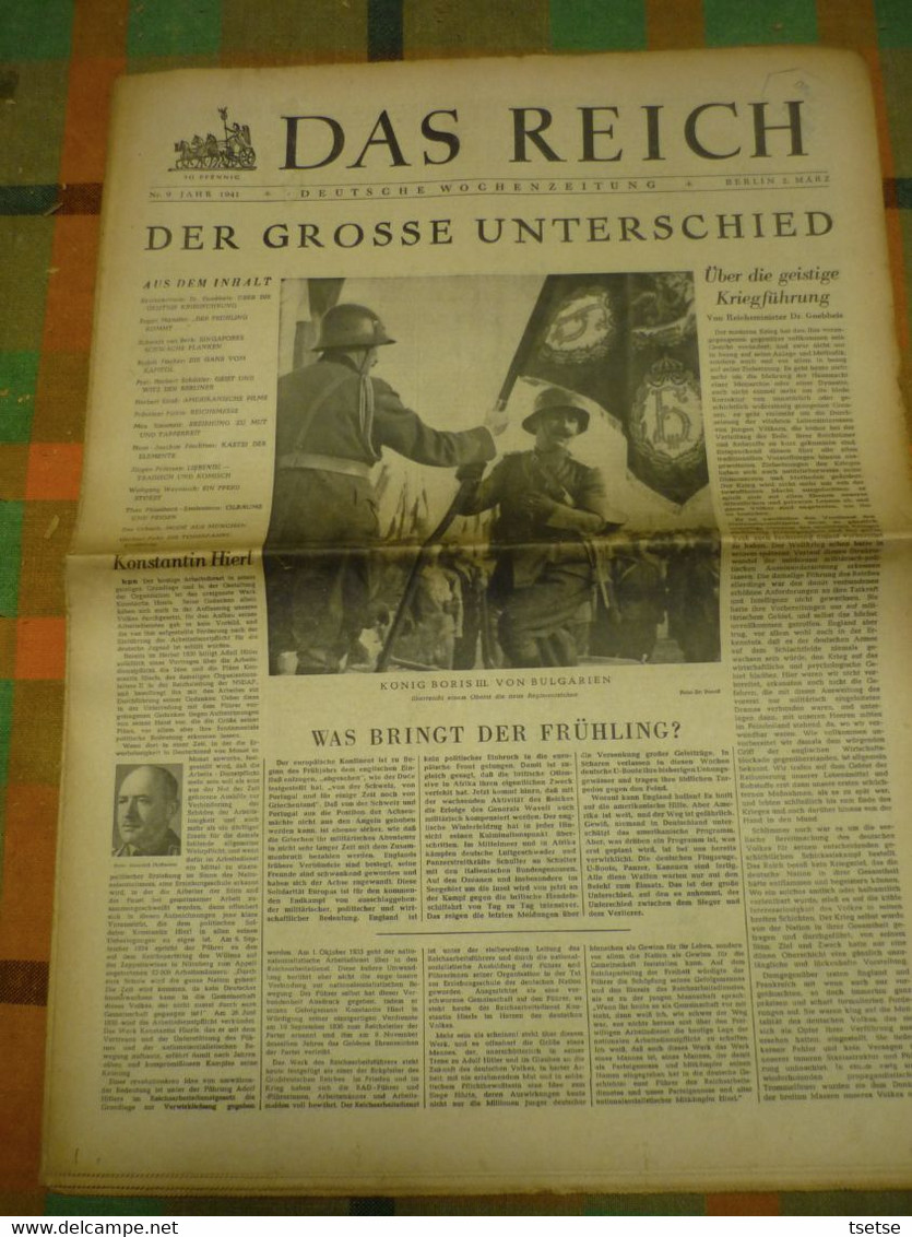 Journal De Propagante Allemand DAS REICH édité Par Le Parti National-socialiste - Mars 1941  N° 9 - Deutsch