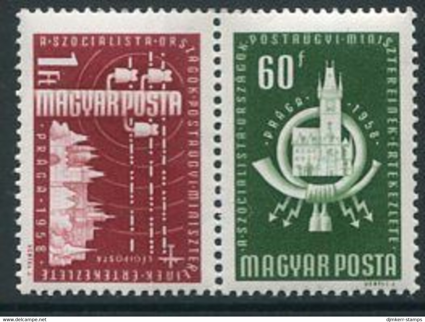 HUNGARY 1958 Socialist Postal Ministers Conference MNH / **.  Michel; 1532-33 - Ungebraucht