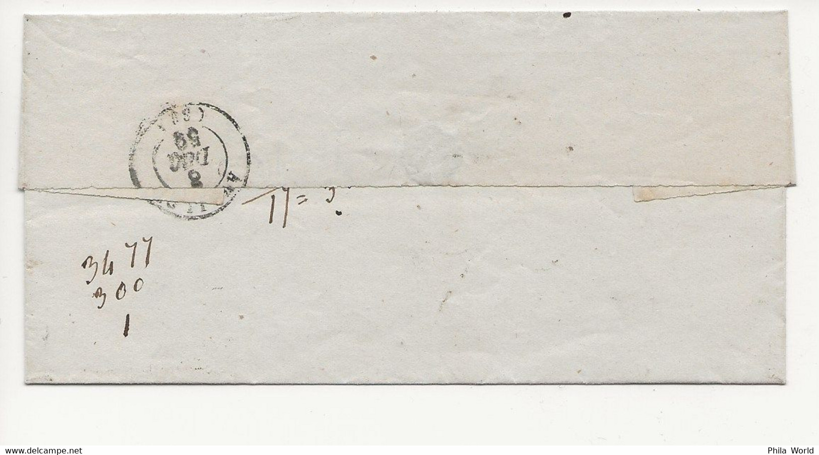 LSC 1859 LETTRE De La BOITE RURALE G BUREAU DE LA POSTE DE LORMES Pour AVALLON TAXE 30c Avec CHIFFRE TAXE DOUBLE TRAiT - 1849-1876: Classic Period