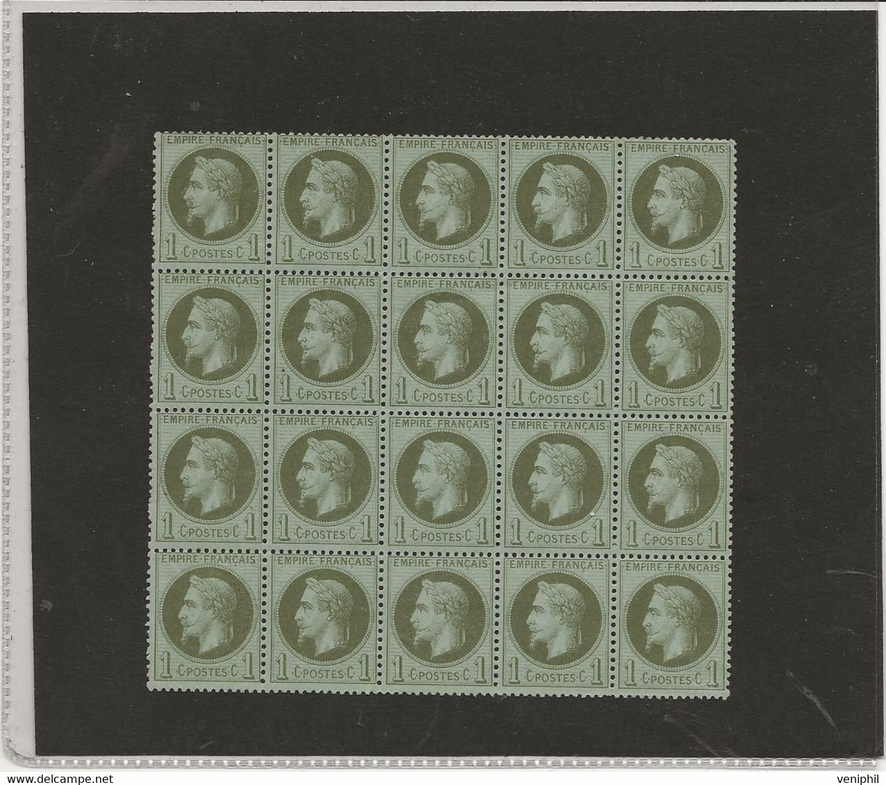 NAPOLEON III LAURE - BLOC DE 20 DU N° 25 NEUF SIGNE CALVES - A NOTER LEGER PLI EN BIAIS SUR TIMBRES DU HAUT -COTE:3200€0 - 1863-1870 Napoléon III Lauré