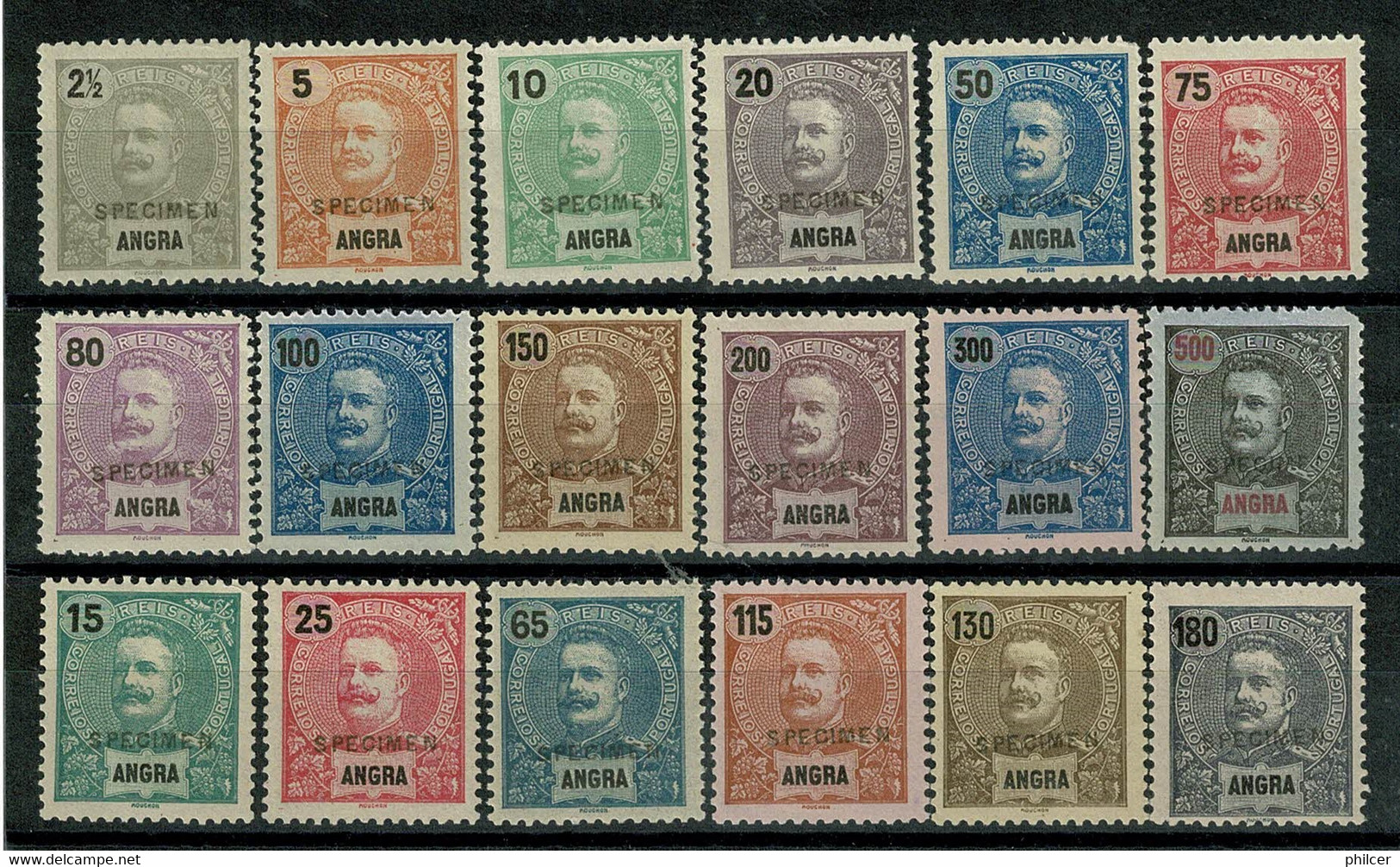 Angra, 1897/905, # 13/5, 17, 19/28, 30, 32/4, SPECIMEN, MNG - Angra