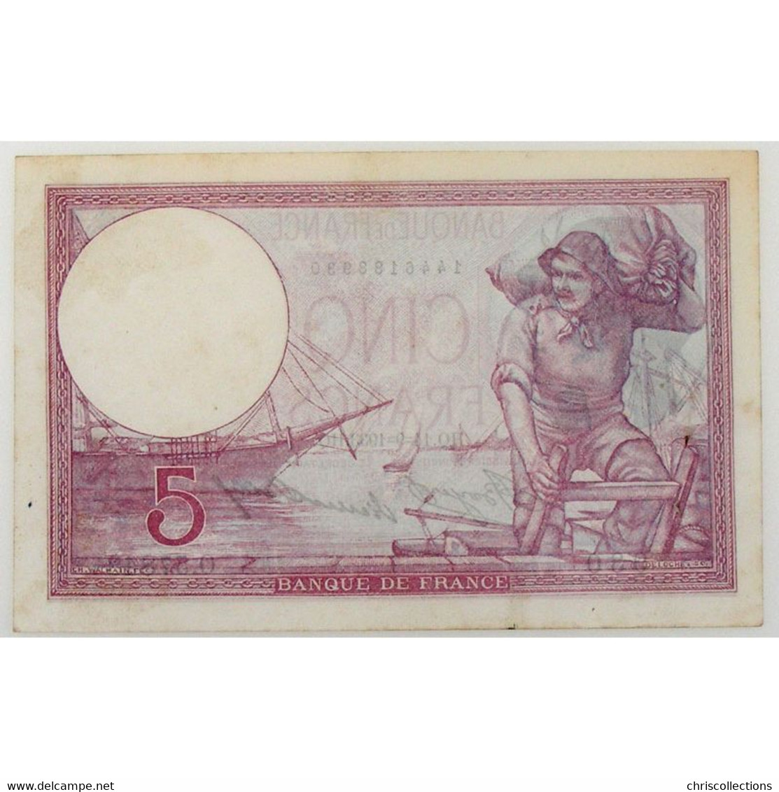 5 Francs Violet 14.9.1933 , O.57848, TTB/SUP - 5 F 1917-1940 ''Violet''