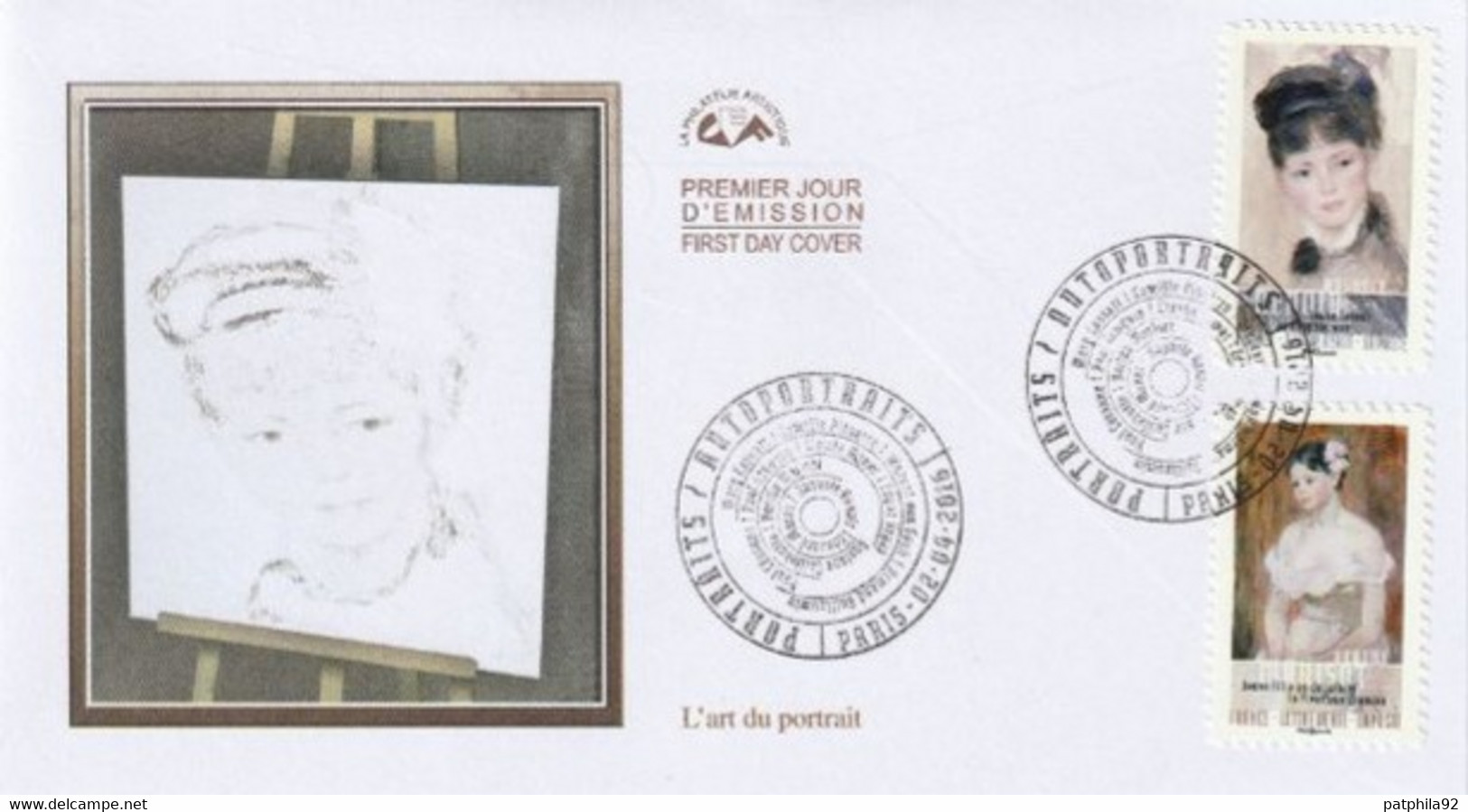 FRANCE 2016_Envel. 1er Jour_fdc_L'Art Du Portrait "Impréssionnistes" (1260/61) Oblit. PJ Paris 2/04/16. - 2010-2019