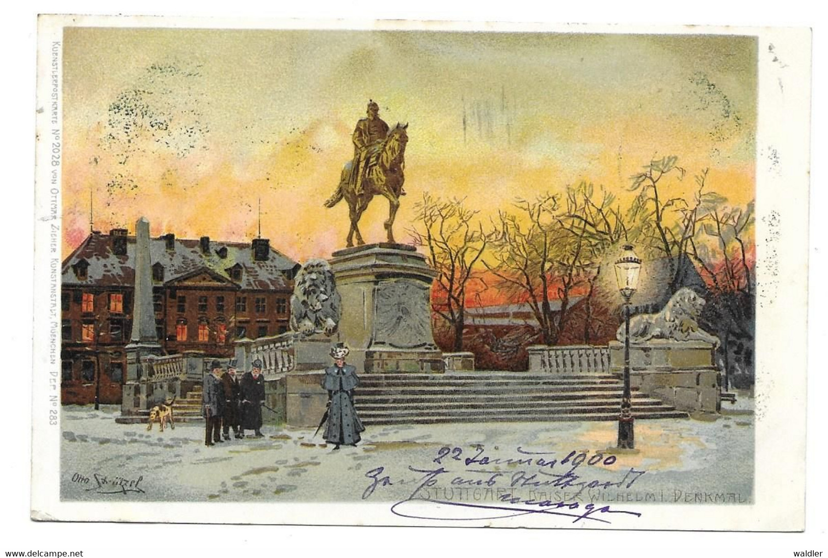 7000  STUTTGART - KAISER WILHELM DENKMAL  1900   KÜNSTLER LITHO (OTTO STRÜTZEL) ZIEHER Nr. 2028 - Stuttgart