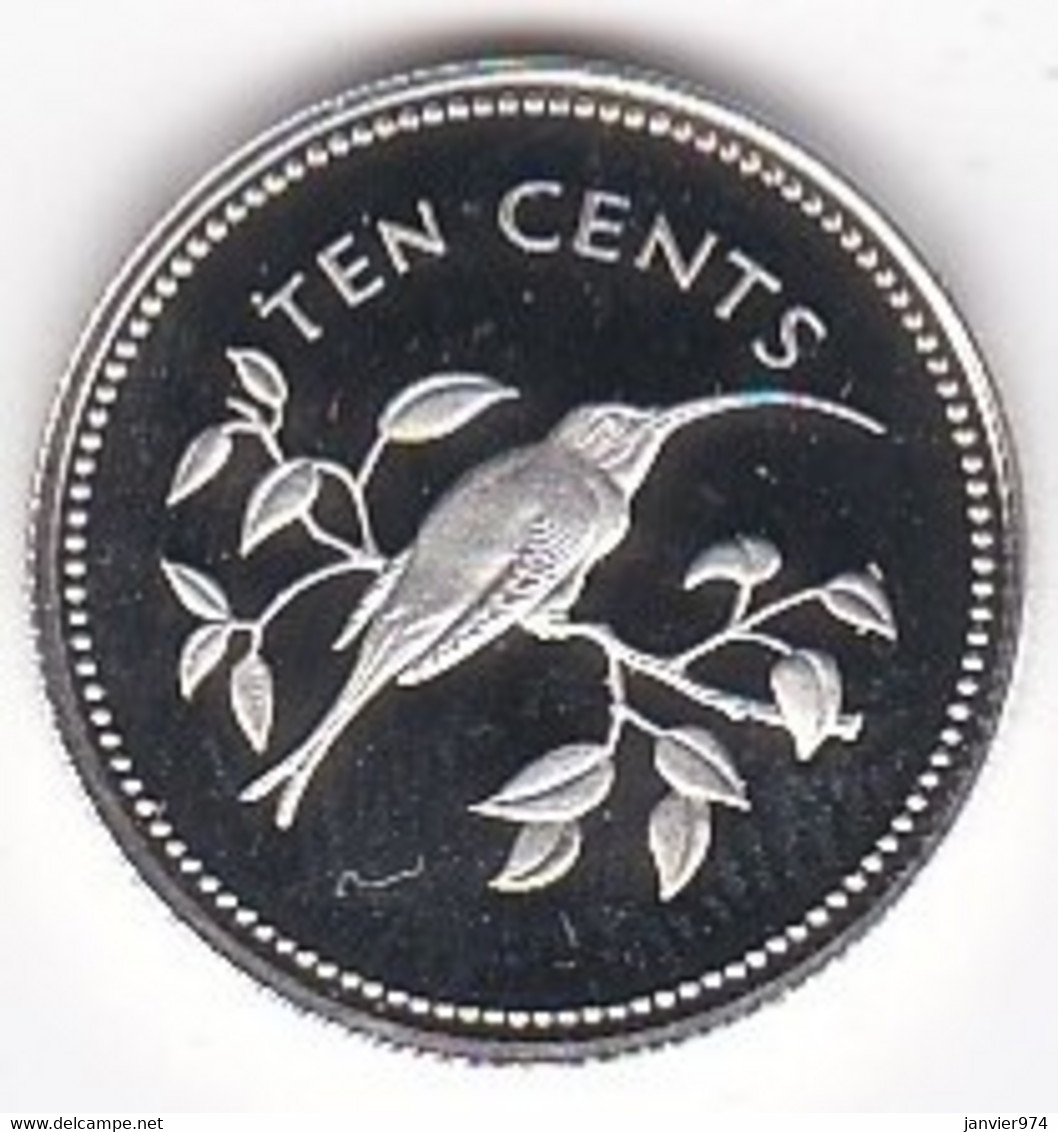 Belize 10 Cents 1974 , Oiseau, En Argent,  Silver PROOF, UNC, KM# 40a - Belize