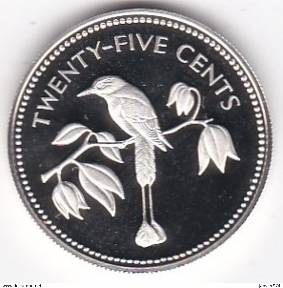 Belize 25 Cents 1974 , Oiseau, En Argent,  Silver PROOF, UNC, KM# 41a - Belize