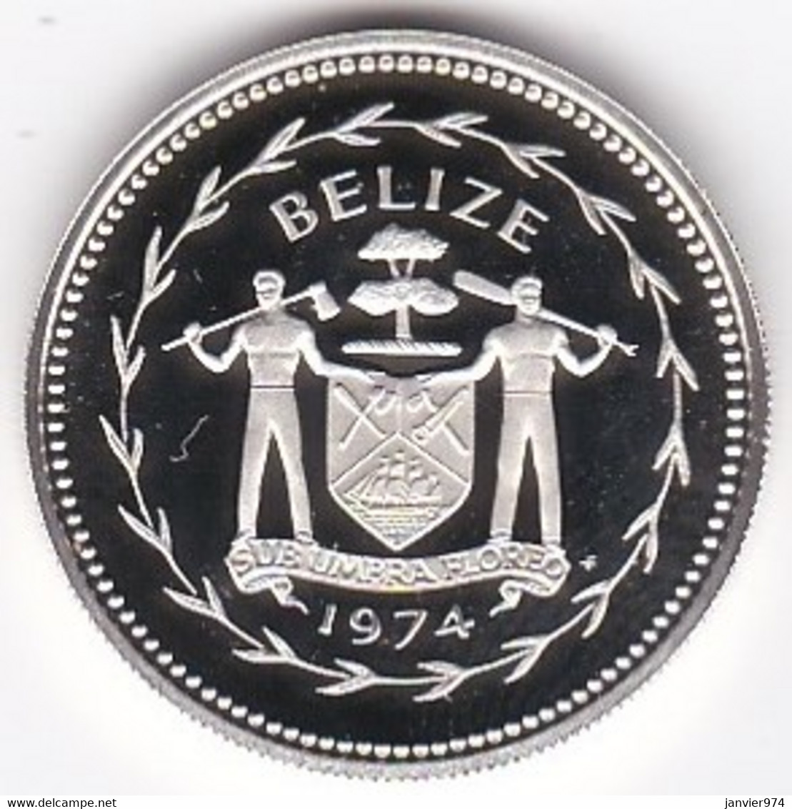 Belize 25 Cents 1974 , Oiseau, En Argent,  Silver PROOF, UNC, KM# 41a - Belize