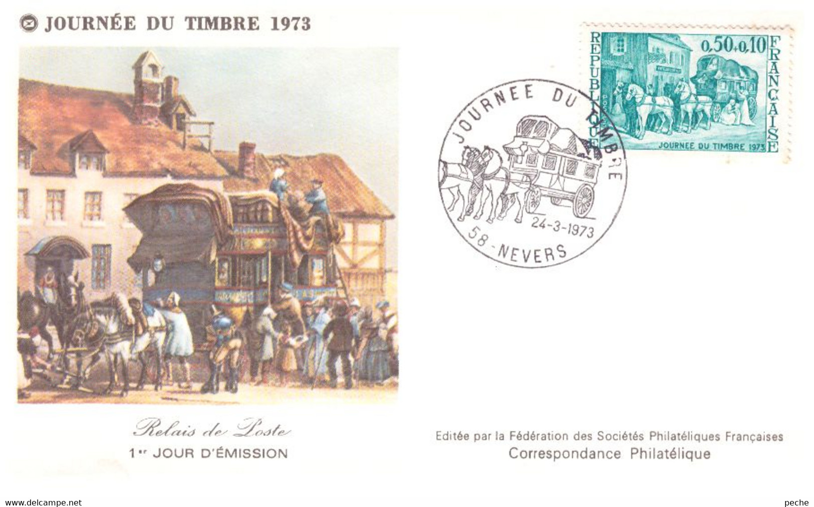 N°90244 -FDC Cachet Journée Du Timbre -Nevers-relais De Poste- - Journée Du Timbre