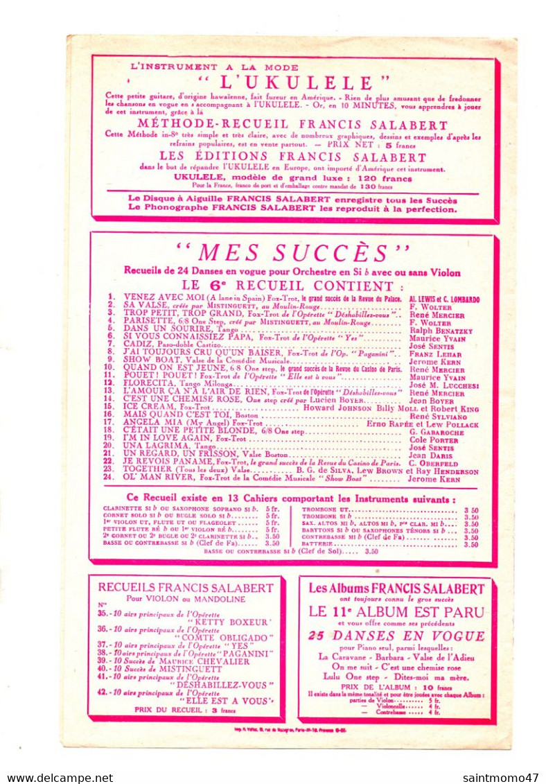 PARTITION . CHANSON . FRANCIS SALABERT . " LES GRANDS SUCCÈS DU PALACE " . CLAIRE FRANCONNAY - Réf. N°86G - - Partitions Musicales Anciennes