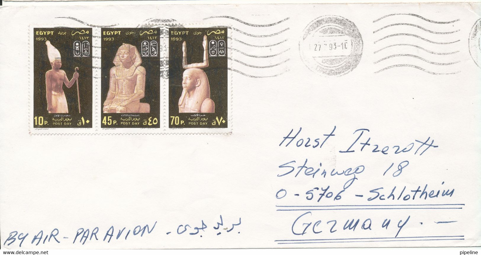 Egypt Cover Sent Air Mail To Germany 27 7-1993 Topic Stamps - Brieven En Documenten