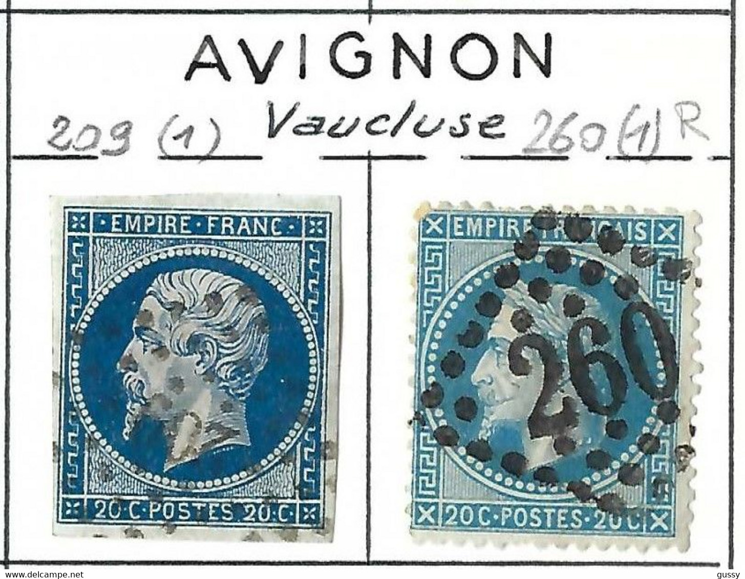 FRANCE Classique: Obl. PC 209 Et GC 260 (Avignon, Vaucluse) Sur TP Isolés - Other & Unclassified