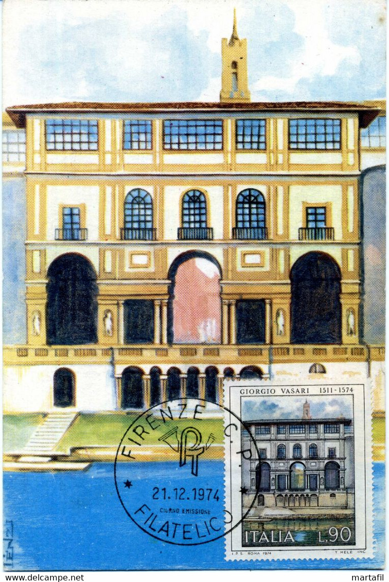 1974 Cartolina Maxi Maximum Firenze Palazzo Degli Uffizi - Maximum Cards