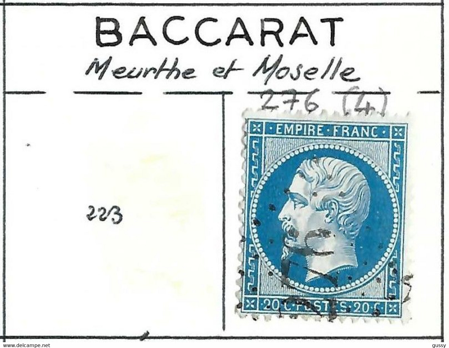 FRANCE Classique: Obl. GC 276 (Baccarat, M&M) Sur TP Isolé - Other & Unclassified