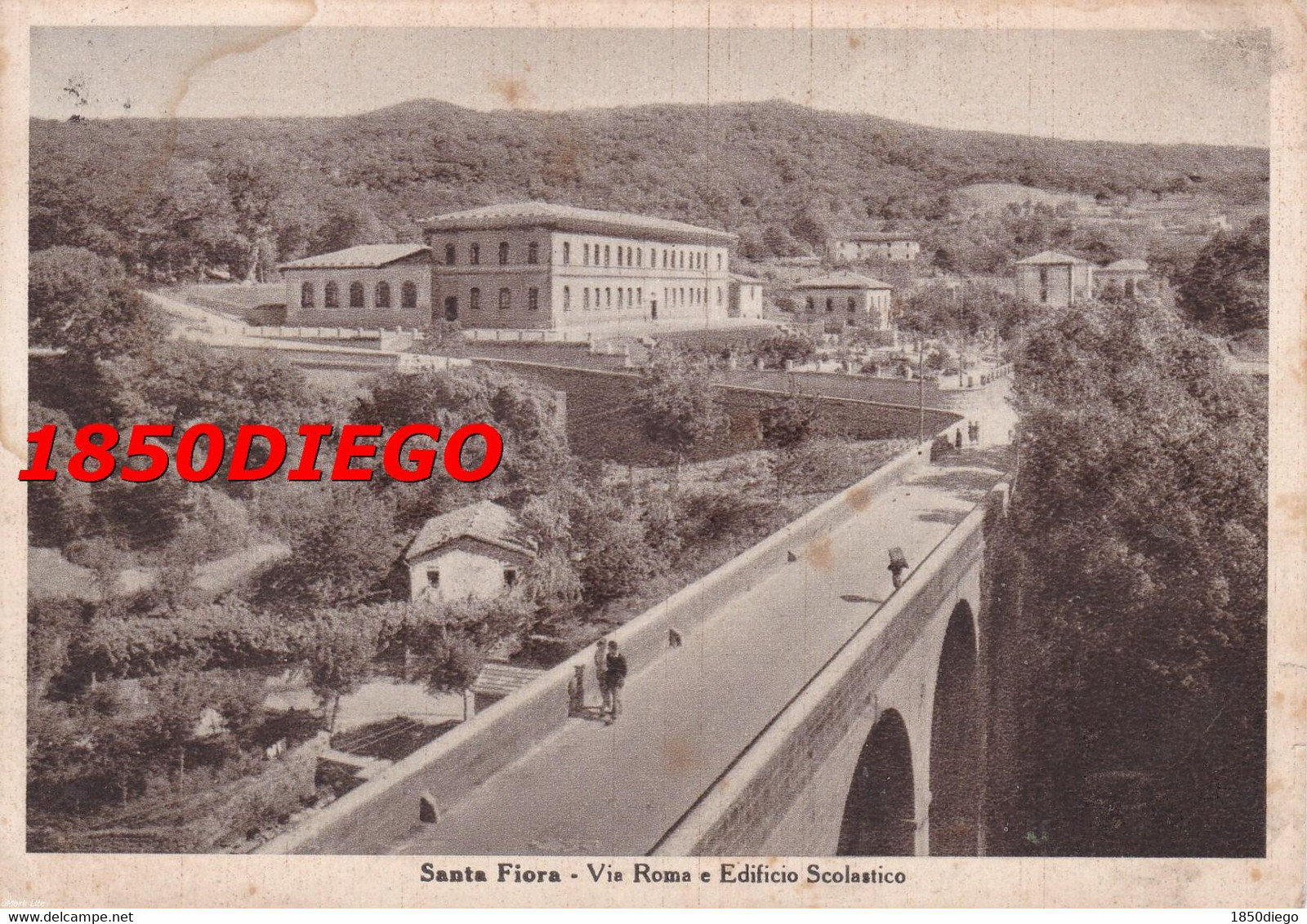 SANTA FIORA - VIA ROMA E EDIFICIO SCOLASTICO F/GRANDE VIAGGIATA 1959 ANIMAZIONE - Grosseto