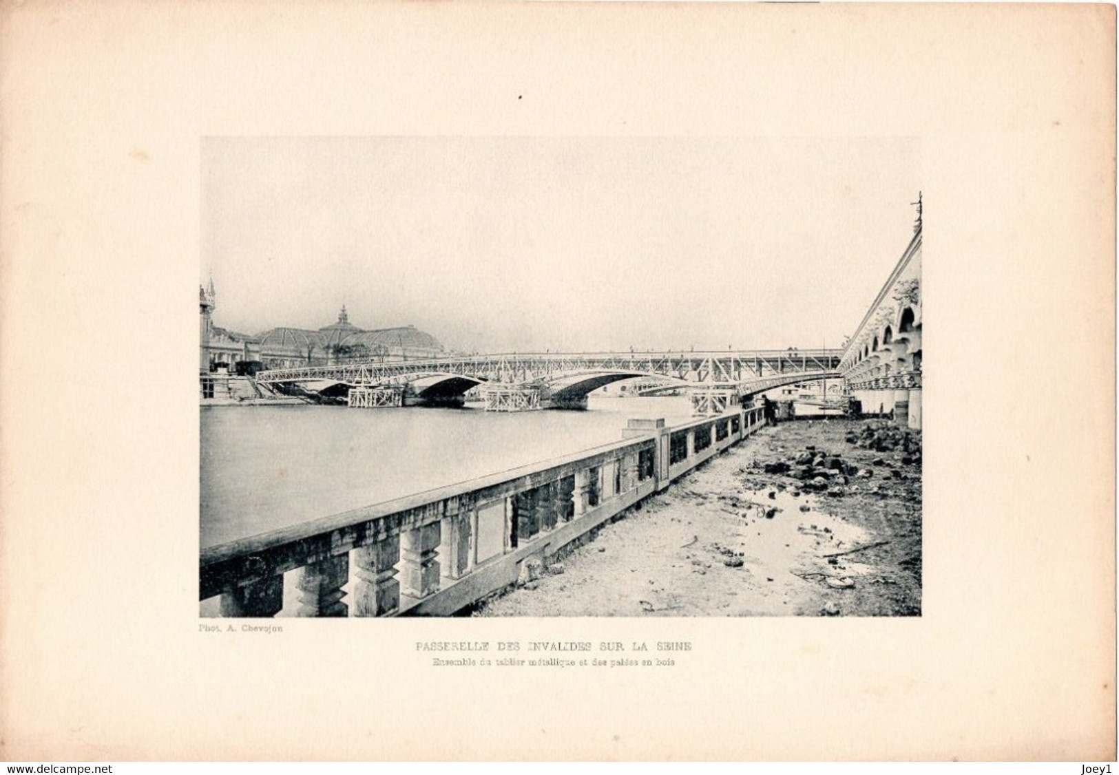 Photo Gravure Exposition Universelle 1900,passerelle Des Invalides Sur La Seine, Photo Chevojon - Sin Clasificación