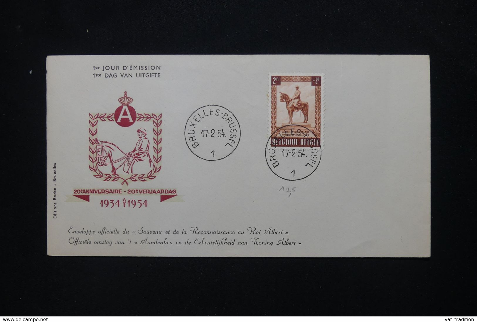 BELGIQUE - Enveloppe FDC En 1954 - Roi Albert - L 115461 - 1951-1960