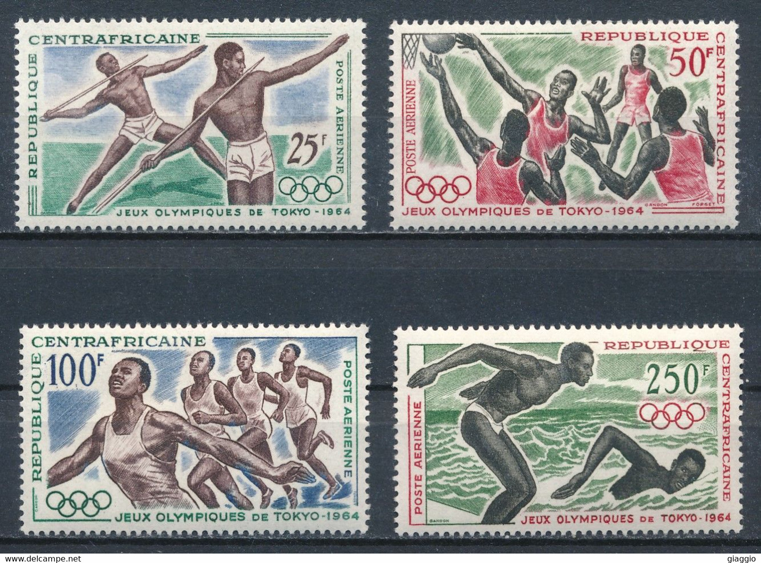 °°° CENTRAL AFRICAN REPUBLIC  - Y&T N°22/25 PA OLYMPICS GAMES 1964 MNH °°° - Repubblica Centroafricana