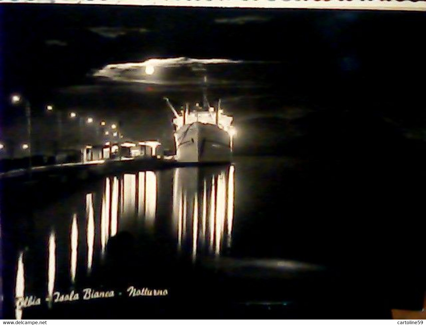 OLBIA  ISOLA BIANCA PORTO NAVE SHIP  DI NOTTE   N1963   IM4224 - Olbia