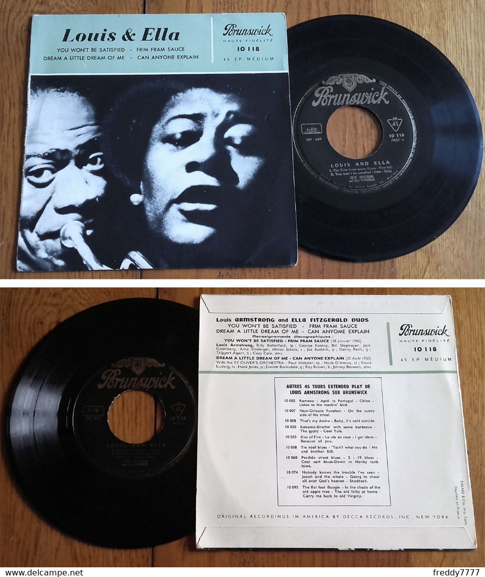 RARE French EP 45t RPM BIEM (7") LOUIS ARMSTRONG & ELLA FITZGERALD (1957) - Jazz