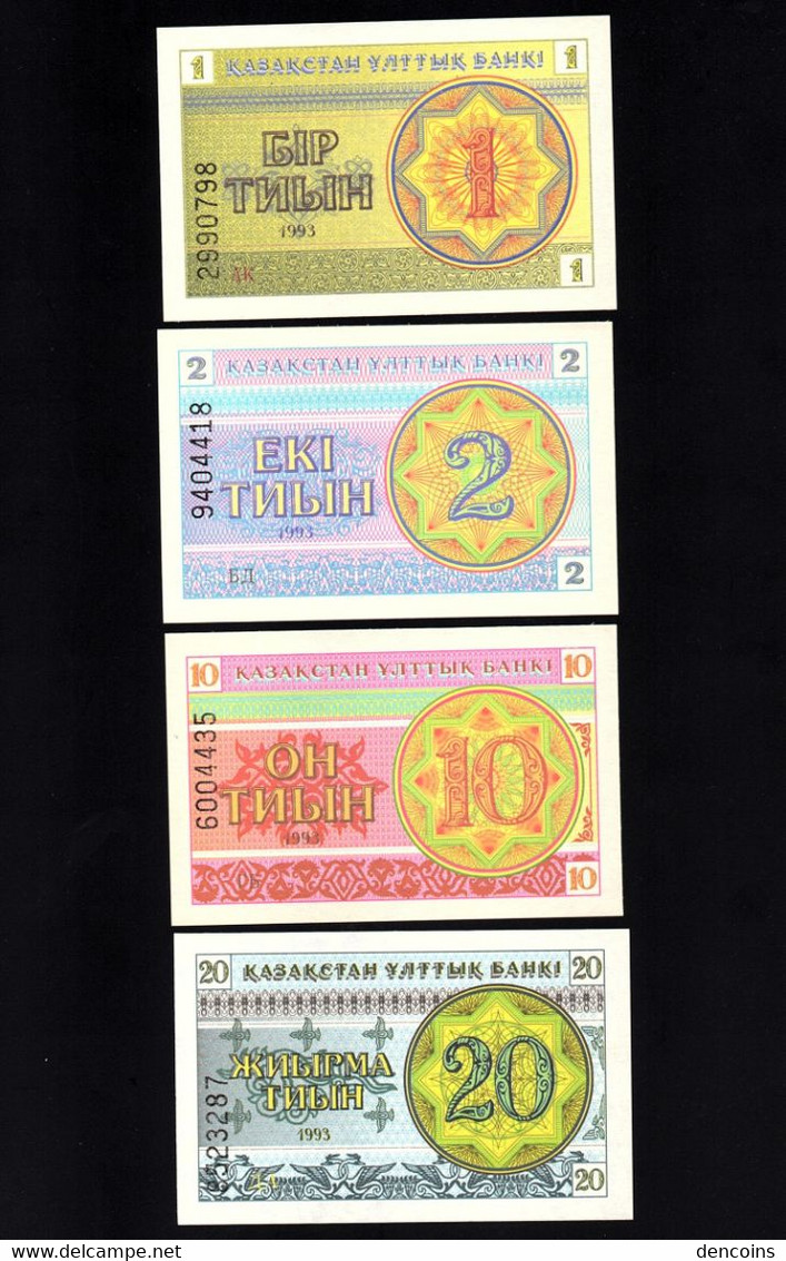 KAZAKHSTAN P-1 P-2 P-4 P-5  1 2 10 & 20 TYIN  1993  UNC !!!!!!!!! - Kazakhstan