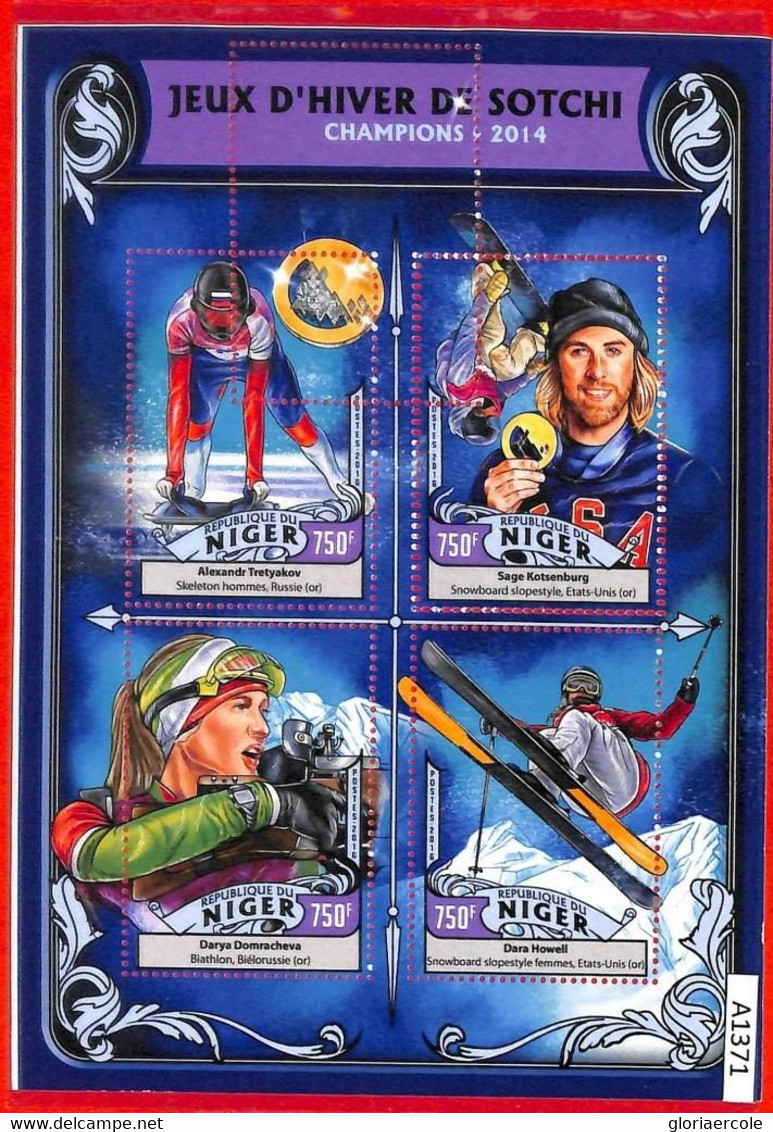 A1371 - NIGER - ERROR, MISPERF STAMP SHEET, 2014: Sochi Winter Olympics, Biathlon, Snowboarding - Winter 2014: Sochi